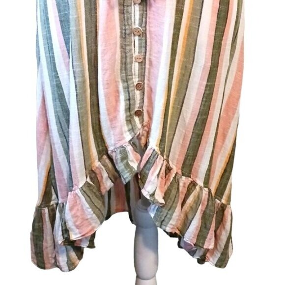 Blue Island Strapless Cotton Striped Hi-low Dress Tie Waist Size S‎ - Picture 6 of 14